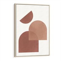 Obraz w ramie 80x120 - Harmonijne Widoki - abstrakcyjne geometryczne kształty, odcienie brązu i beżu - rama drewno