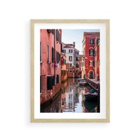 Plakat w ramie 50x70 - Przejażdżka gondolą przez Wenecję - Wenecja, kanały - rama drewno