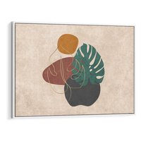 Obraz w ramie 70x50 - Akwarelowa Magia Liści - grafika, styl mid century - rama biała