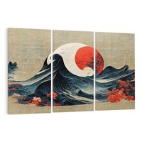 Obraz na płótnie 120x80 - Requiem dla marzeń - sztuka japońska, fale oceanu