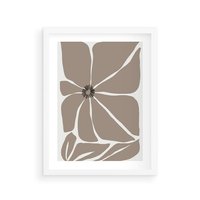 Plakat w ramie 50x70 - Złudne Zmysły - abstrakcyjny kwiat, beże i brązy - rama biała