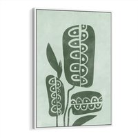 Obraz w ramie 50x70 - Nurtująca Zieleń - abstrakcyjny zielony motyw, skandynawski design - rama biała