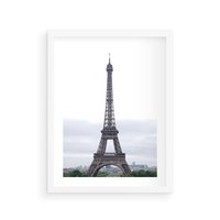 Plakat w ramie 40x50 - Eiffla w mglistym świetle - Eiffla, Paryż - rama biała