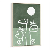 Obraz w ramie 80x120 - Wibracje Naturalnej Równowagi - zielony plakat, roślinne inspiracje - rama drewno