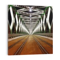 Obraz na płótnie 50x50 - Most kolejowy w nocy - most, kolej