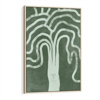 Obraz w ramie 70x100 - Inspirujące Zawiłości Zieleni - abstrakcyjny kształt, zielony plakat - rama drewno