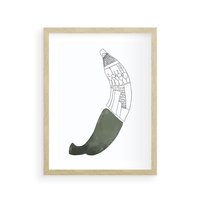 Plakat w ramie 30x40 - Rozkwitające Barwy Akwareli - minimalistyczny plakat, banan - rama drewno