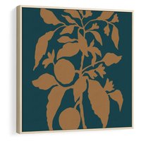 Obraz w ramie 80x80 - Boho Ekspresja Emocji - abstrakcyjna boho grafika, ciemne zielone tłó - rama drewno