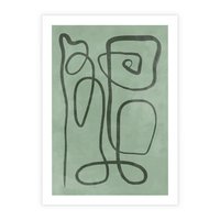 Plakat bez ramy 21x30 - Zielone Wariacje w Liniach - abstrakcyjne zielone linie, skandynawski design