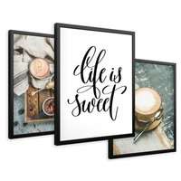 Zestaw obrazy w ramie 40x50 galeria - Kawa, napis, typografia, do, kuchni, kawiarni - rama czarna