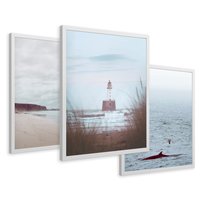 Zestaw obrazy w ramie 50x70 galeria - Latarnia, mglisty, pejzaż, morze - rama biała