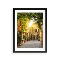 Plakat w ramie 30x40 - Malownicza Wędrówka - uliczka, perspektywa - rama czarna