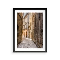 Plakat w ramie 50x70 - Perspektywa Uliczki - uliczka, perspektywa - rama czarna