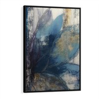 Obraz w ramie 50x70 - Tekstura Kwiatu - olejny obraz, niebieski kwiat - rama czarna