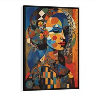 Obraz w ramie 70x100 - Impresje Cichego Szeptu - abstrakcyjny obraz, portret kobiety - rama czarna