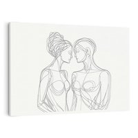 Obraz na płótnie 70x50 - Dialog z cieniami duszy - sztuka one line art, jedna kreska