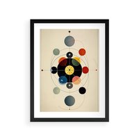 Plakat w ramie 30x40 - Bezgraniczny Taniec Światła - abstrakcyjna geometryczna kompozycja, koła linie - rama czarna