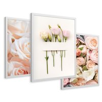 Zestaw obrazy w ramie 40x50 galeria - Róże, kwiaty, do, sypialni - rama biała