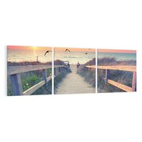 Obraz na płótnie 150x50 - Sielanka nad brzegiem - plaża, pomost