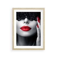 Plakat w ramie 30x40 - Piękno usta i szminka - usta, szminka - rama drewno