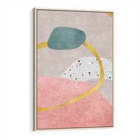 Obraz w ramie 50x70 - Ekspresja w ruchu pędzla - abstrakcja, połączenie kształtów - rama drewno