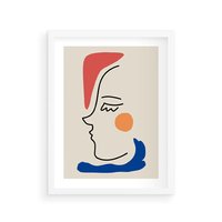 Plakat w ramie 30x40 - Impresje Kształtów - abstrakcyjny obraz, przypomina twarz - rama biała