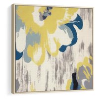 Obraz w ramie 80x80 - Kwiatowe Impresje - malowane duże kwiaty, kolory żółty - rama drewno