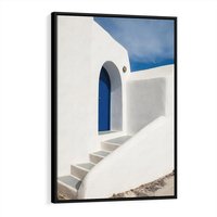 Obraz w ramie 70x100 - Powitanie Wyspy - Santorini, drzwi - rama czarna
