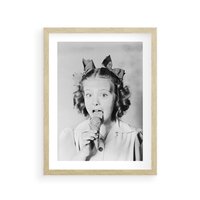 Plakat w ramie 40x50 - Pyszny Deser - retro zdjęcie, czarno białe - rama drewno