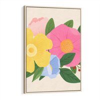 Obraz w ramie 80x120 - Kwiatowy Uśmiech - kwiaty, akwarela - rama drewno