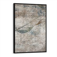 Obraz w ramie 50x70 - Betonowe Wspomnienia Liści - odciski w betonie, odbitki - rama czarna