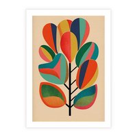 Plakat bez ramy 50x70 - Wnętrza Kształtów - abstrakcyjny kolorowy tęczowy obraz, inspiracje roślinne