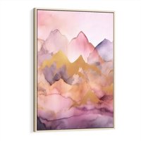 Obraz w ramie 50x70 - Pastelowe Wzgórza - pastelowe, różowe góry - rama drewno