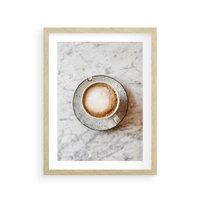 Plakat w ramie 50x70 - Kawa w Perfekcji - kawa w filiżance, cappuccino - rama drewno