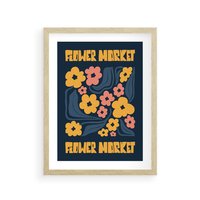 Plakat w ramie 50x70 - Impulsy Rozkwitu - plakat, granatowe tło - rama drewno