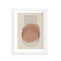 Plakat w ramie 30x40 - Migotliwe Kontury - akwarelowa plama, geometryczne szkicowane kształty - rama biała