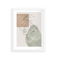 Plakat w ramie 30x40 - Geometria i Szkic - nowoczesny obraz, grafika - rama biała