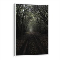 Obraz w ramie 80x120 - Urok Drogi - las, droga - rama biała