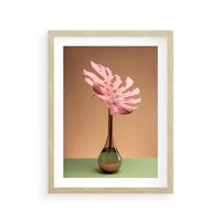 Plakat w ramie 30x40 - Wyjątkowy monstera - monstera, liść - rama drewno