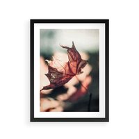 Plakat w ramie 50x70 - Liść w Jesieni - jesienny liść, czerwony - rama czarna
