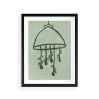 Plakat w ramie 30x40 - Zieleń Inspirującego Spokoju - plakat z abstrakcyjną zieloną lampą, skandynawski design - rama czarna