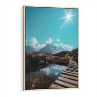 Obraz w ramie 80x120 - Inspirujący Pejzaż - ścieżka, górska - rama drewno