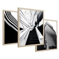 Zestaw obrazy w ramie 50x70 galeria - Architektura, czarno, biały, miasto - rama drewno