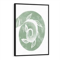 Obraz w ramie 70x100 - Zielony Świat Odpoczynku - abstrakcyjny zielony motyw, skandynawski design - rama czarna