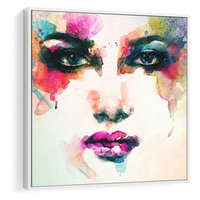 Obraz w ramie 80x80 - Eteryczna Głębia Dusz - portret twarz kobiety, wyraziste oczy - rama biała