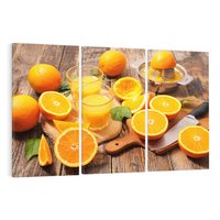 Obraz na płótnie 120x80 - Soczyste pomarańcze i soki - pomarańcze, soki