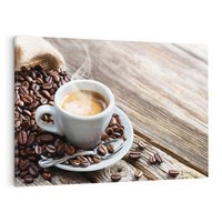 Obraz na płótnie 70x50 - Kawa w filiżance: aromatyczna chwila - kawa, filiżanka
