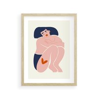 Plakat w ramie 30x40 - Melodia snów na płótnie - zakochana kobieta, graficzny obraz - rama drewno