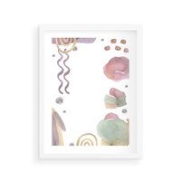 Plakat w ramie 30x40 - Pastelowe Wnętrza Emocji - abstrakcyjny palakt, akwarelowe plamy - rama biała
